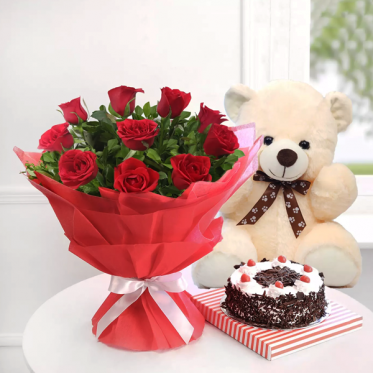 Rosy Combo - Send Flowers Cake & Teddy Online - Proflowers.pk