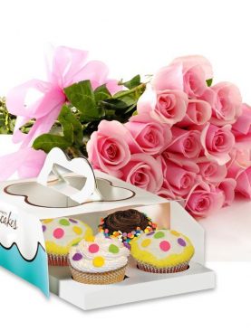 CUPCAKES WITH IMPORTED ROSES