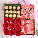 Box Full Of Chocolates N Roses