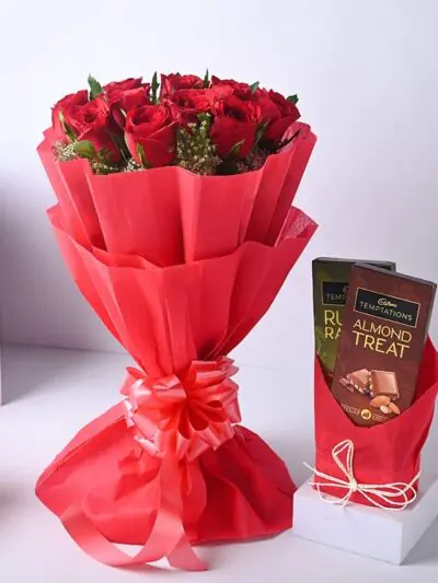 Stuning Red roses With Chocolates – same-day flower delivery Pakistan | Proflowers.pk
