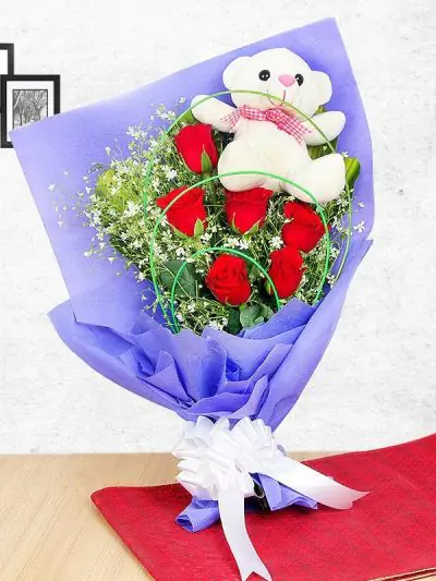 Teddy Red Rose Combo – same-day flower delivery Pakistan | Proflowers.pk
