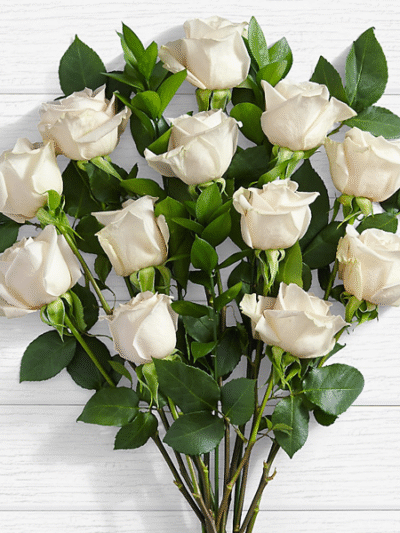 10 Long Stemmed White Roses