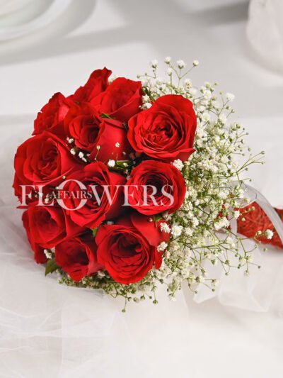 Bridal Red Roses & Baby’s Breath Bouquet