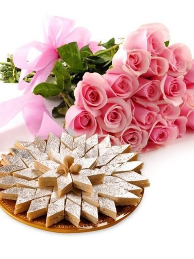 KAJU BARFI WITH ROSES