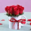 RED ROSES WITH WHITE MUG – same-day flower delivery Pakistan | Proflowers.pk